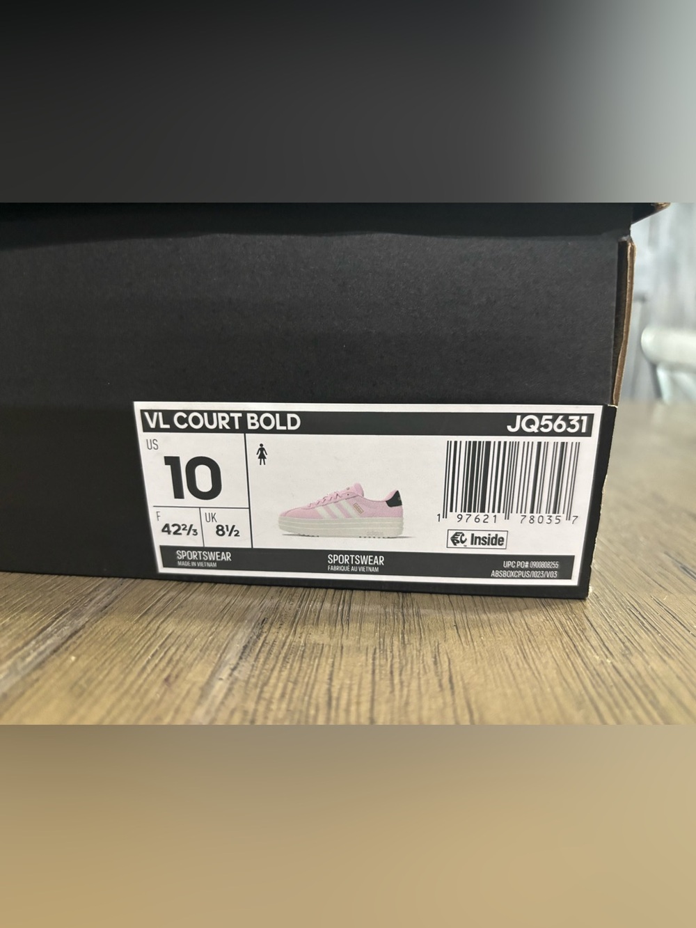 Adidas VL Court BOLD Pink Suede and White Platform Sneakers NWT Womens Size 10 - Picture 6 of 7